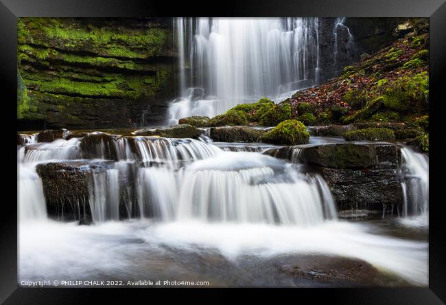 Majestic waterfalls in the Yorkshire dales. 811   Framed Print by PHILIP CHALK