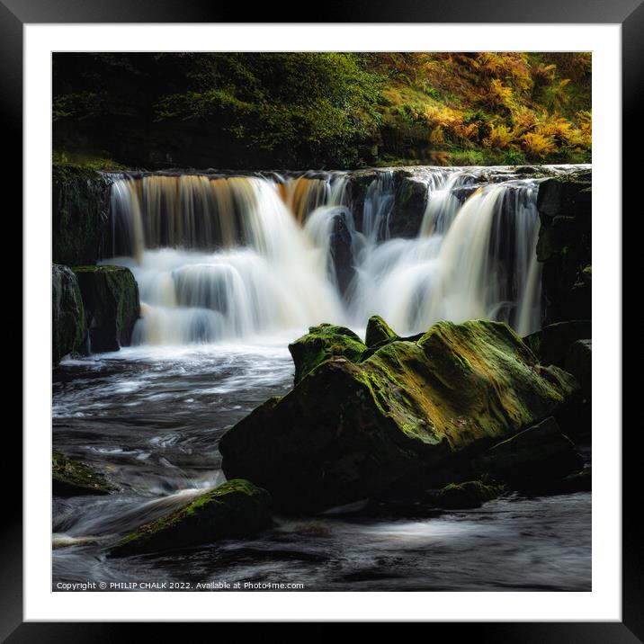Dreamy waterfall in the Yorkshire moors 815  Framed Mounted Print by PHILIP CHALK