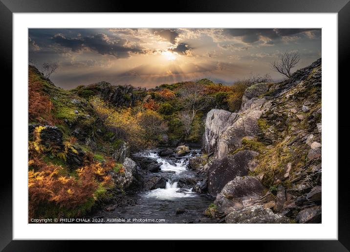 Dramatic sunset over Torver beck in the lake district 837 Framed Mounted Print by PHILIP CHALK