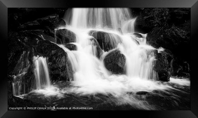 Ladore waterfalls in black and white 866 Framed Print by PHILIP CHALK
