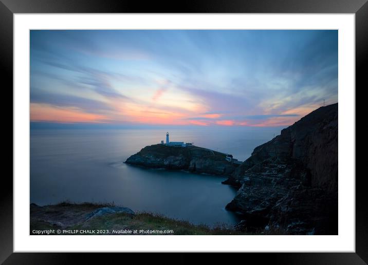 South stack lighthouse sunset 878  Framed Mounted Print by PHILIP CHALK
