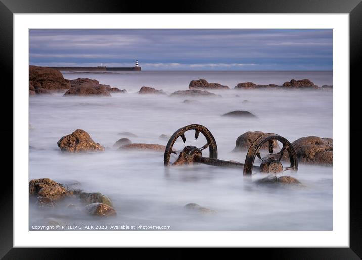Rusty Relics on Seaham Beach 882 Framed Mounted Print by PHILIP CHALK