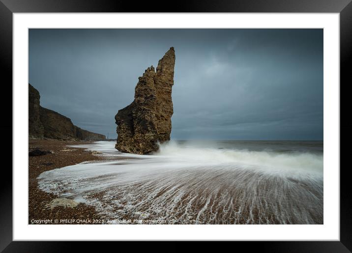 Seaham sea stack 885 Framed Mounted Print by PHILIP CHALK