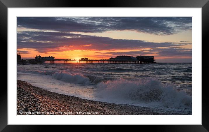 Cromer pier sunset and surf 920 Framed Mounted Print by PHILIP CHALK