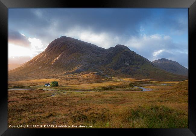 White Scottish cottage in Glencoe Scotland 988 Framed Print by PHILIP CHALK