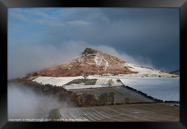 Roseberry topping in the snow 996 Framed Print by PHILIP CHALK