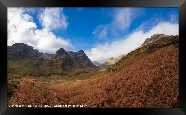 Three sisters mountains in Glencoe Scotland 1004 Framed Print by PHILIP CHALK