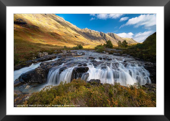 Glencoe waterfall 1039 Framed Mounted Print by PHILIP CHALK