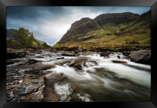 Glencoe and the river Coe rapids 1051  Framed Print by PHILIP CHALK