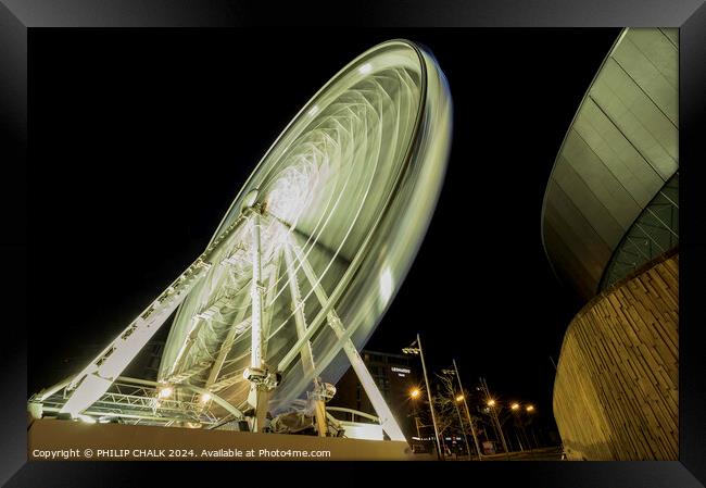 Liverpool wheel by night 1059 Framed Print by PHILIP CHALK
