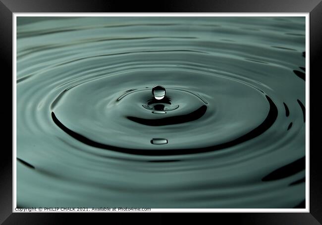 One moment in time of a water droplet 45 Framed Print by PHILIP CHALK