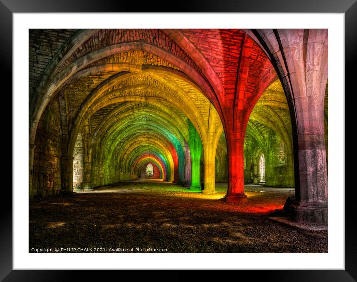 Fountains Abbey with lighting on 59 Framed Mounted Print by PHILIP CHALK