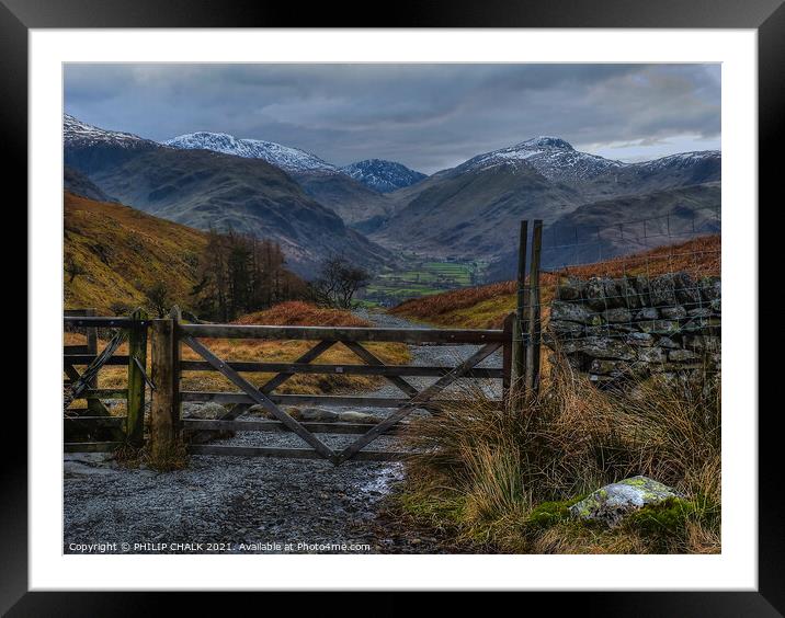 Borrowdale gateway to the mountains in the lake district Cumbria 66 Framed Mounted Print by PHILIP CHALK