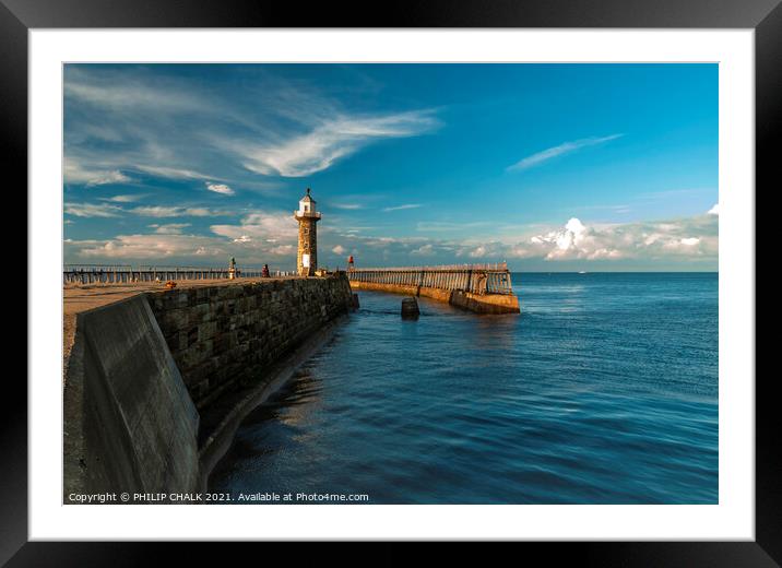 Whitby harbour sunset late evening 94  Framed Mounted Print by PHILIP CHALK