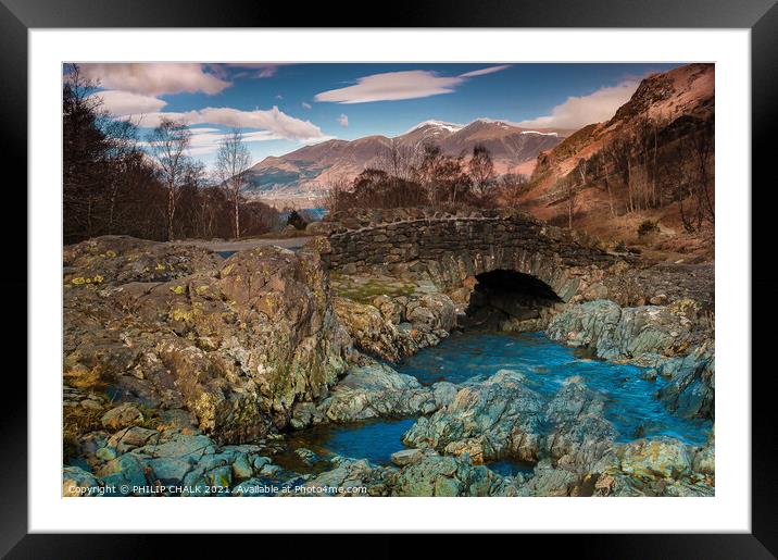 Ashness bridge looking towards Keswick and Skiddaw mountain 97 Framed Mounted Print by PHILIP CHALK