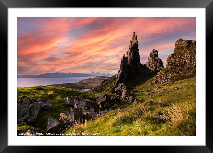 The old man of Storr on the Isle of Skye Scotland  Framed Mounted Print by PHILIP CHALK