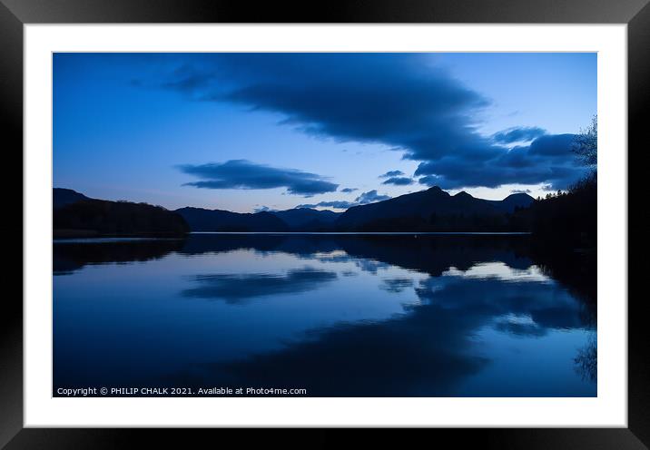Blue hour over Derwent water in the lake district 108 Framed Mounted Print by PHILIP CHALK