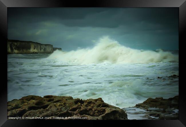 Crashing waves at Thornwick bay 112 Framed Print by PHILIP CHALK