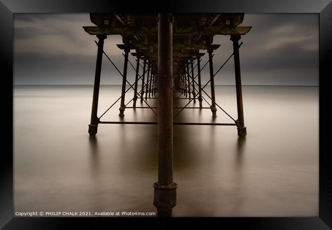 Abstract Saltburn pier 123 east coast of Yorkshire Framed Print by PHILIP CHALK