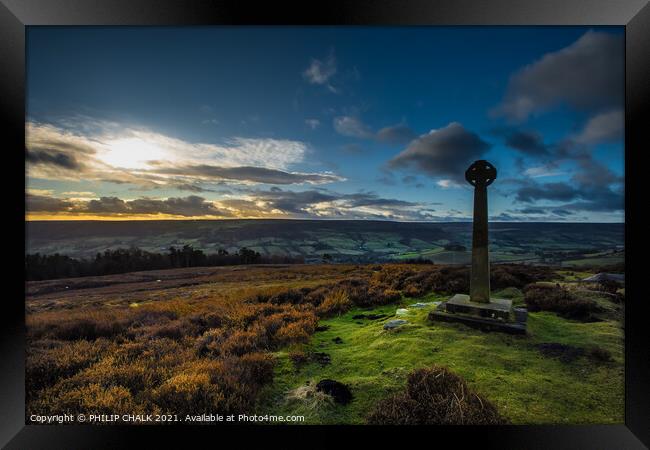 Millennium cross on Heygate near Rosedale on the north Yorkshire moors 133 Framed Print by PHILIP CHALK
