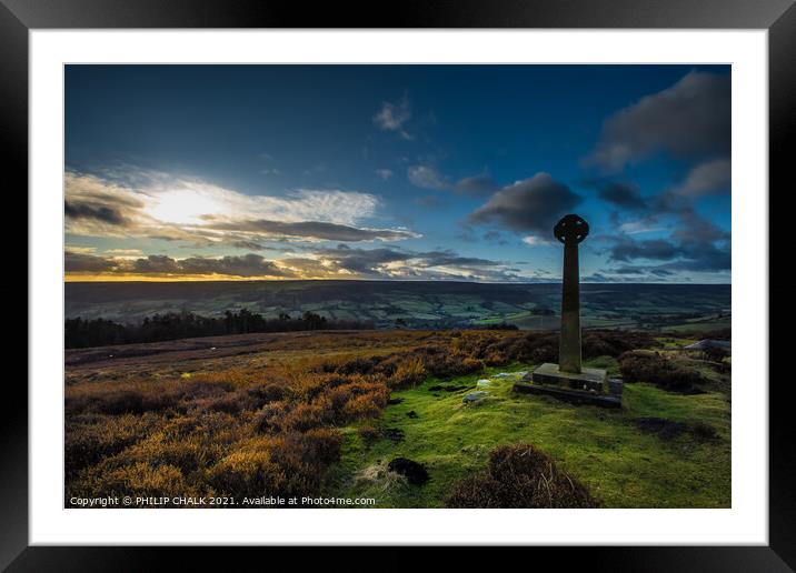Millennium cross on Heygate near Rosedale on the north Yorkshire moors 133 Framed Mounted Print by PHILIP CHALK
