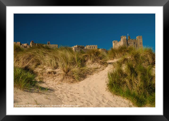 Bamburgh Castle Northumberland from the sandy beach 164 Framed Mounted Print by PHILIP CHALK