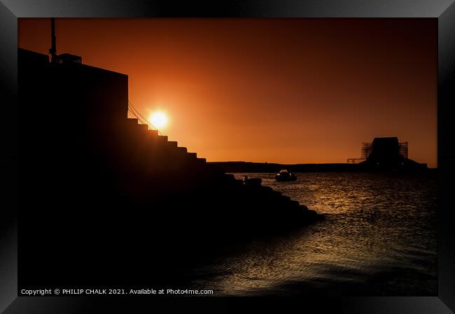 Sunrise at Holy Island Northumberland Lindisfarne castle  165 Framed Print by PHILIP CHALK