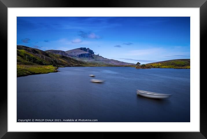 Loch Fada on the Isle of Skye Scotland with blurred boats 173 Framed Mounted Print by PHILIP CHALK