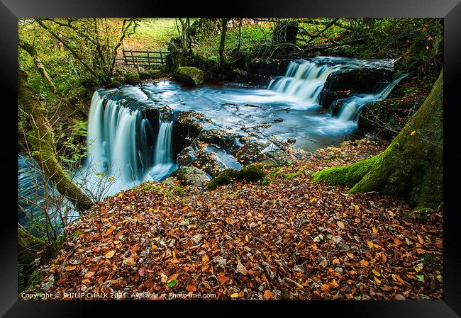 Crack pot falls in Swaledale in the Yorkshire dales.  Framed Print by PHILIP CHALK