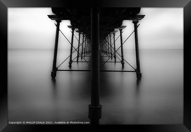 Abstract Saltburn pier 186 east coast of Yorkshire. Framed Print by PHILIP CHALK