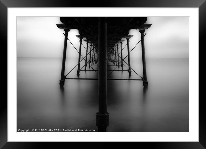 Abstract Saltburn pier 186 east coast of Yorkshire. Framed Mounted Print by PHILIP CHALK