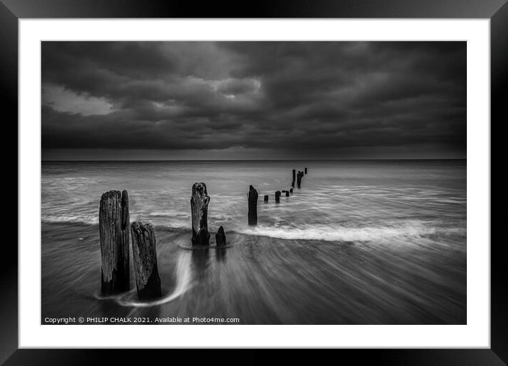 Sandsend groins near Whitby Whitby 196 Framed Mounted Print by PHILIP CHALK