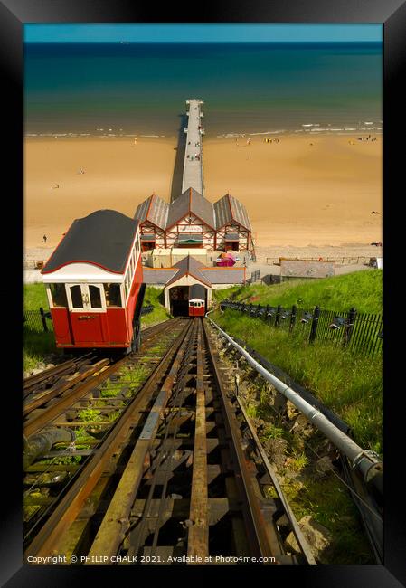 Saltburn pier and cliff tram 197 Framed Print by PHILIP CHALK