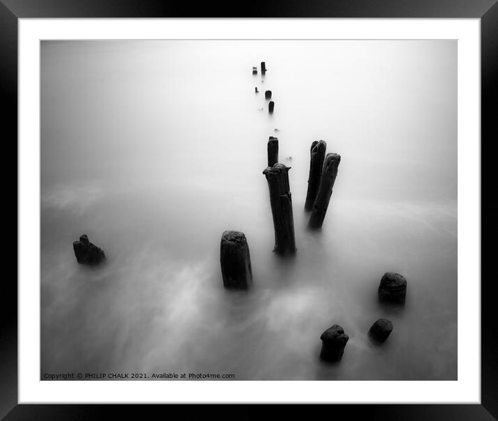 Abstract Groins at Sandsend Whitby 208 Framed Mounted Print by PHILIP CHALK