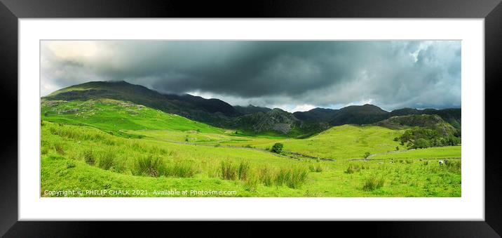 The Old man of Coniston in the lake district Cumbria Framed Mounted Print by PHILIP CHALK