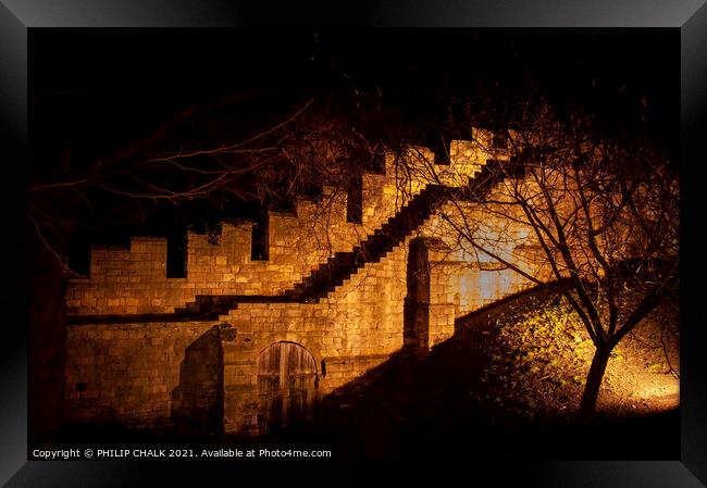 Night picture of York near Lendal bridge outside the Museum gardens 213 Framed Print by PHILIP CHALK