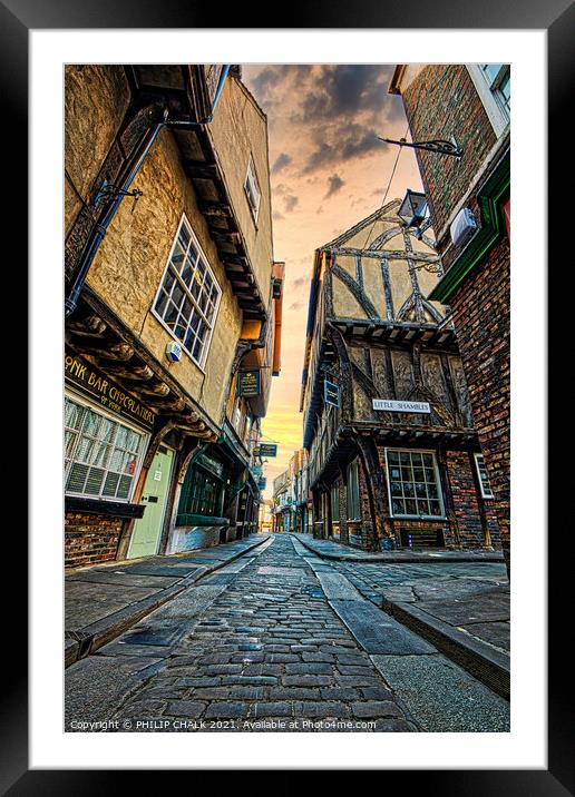 Iconic Shambles street in York 215 Framed Mounted Print by PHILIP CHALK