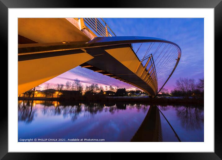 Millennium bridge sunrise in York   Framed Mounted Print by PHILIP CHALK