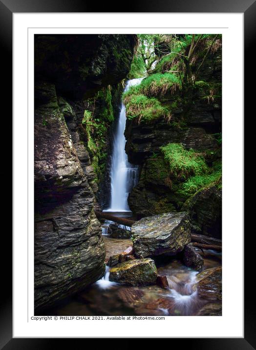 Secret waterfall in the lake district 282 Framed Mounted Print by PHILIP CHALK