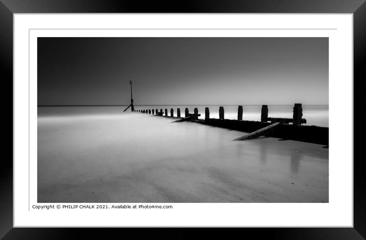 Hornsea Abstract  groins east coast sea 290  Framed Mounted Print by PHILIP CHALK