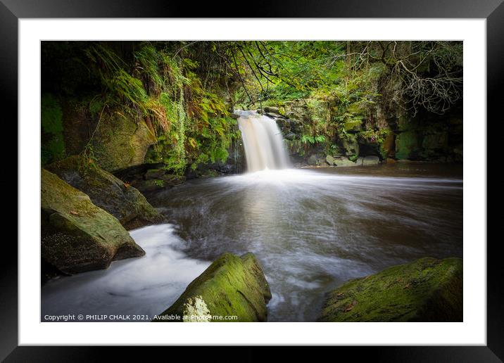 waterfalls in Yorkshire 329 Thomason foss  Framed Mounted Print by PHILIP CHALK