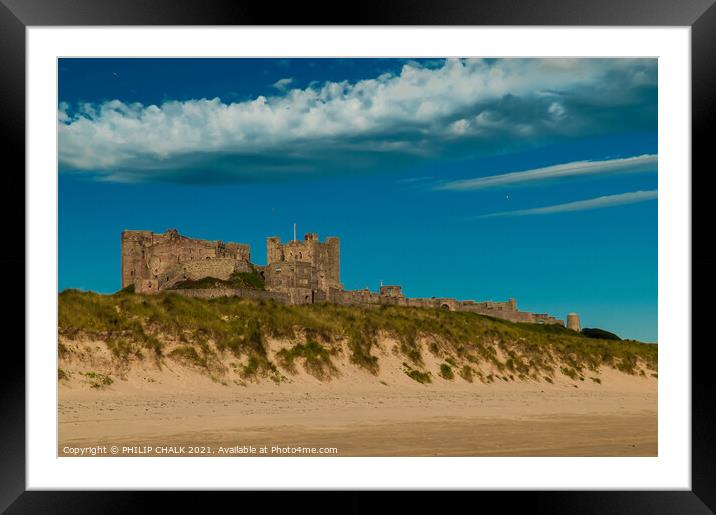 Bamburgh Castle Northumberland from the sandy beach 330 Framed Mounted Print by PHILIP CHALK