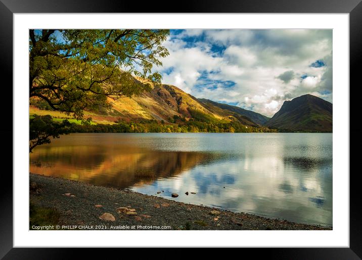 Buttermere in the late summer light with fleetwith pike 335  Framed Mounted Print by PHILIP CHALK