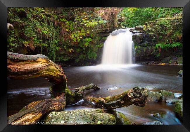 Thomason foss waterfall in the Yorkshire moors. 34 Framed Print by PHILIP CHALK