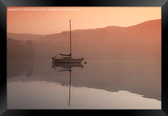 Sailing boat on Coniston water 371  Framed Print by PHILIP CHALK