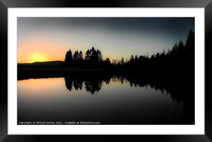 Wild camping in Scotland next to the river Dee at sunset  383  Framed Mounted Print by PHILIP CHALK