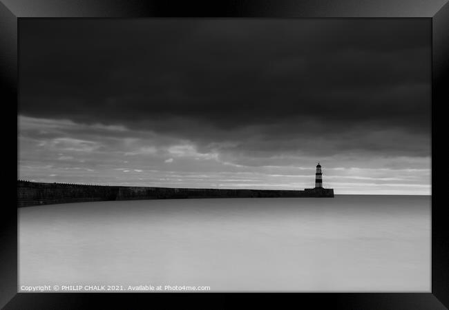 Storm brewing over Seaham harbour 414  Framed Print by PHILIP CHALK