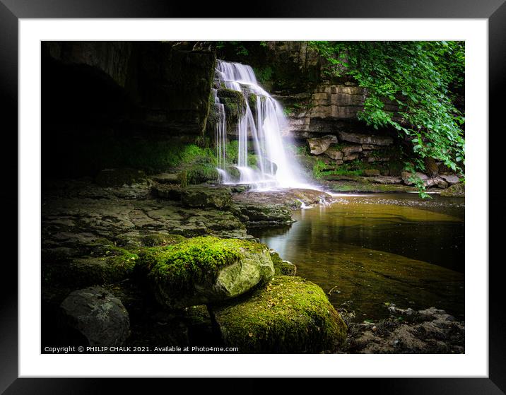 Cauldron force waterfall  ,West Burton village in the Yorkshire dales 444 Framed Mounted Print by PHILIP CHALK