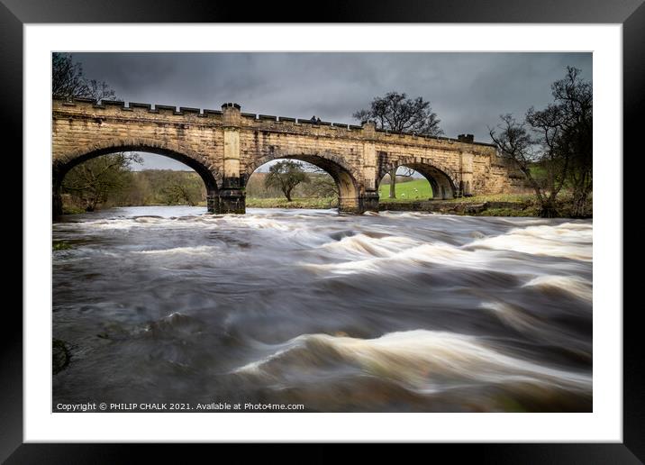Aqueduct/bridge  over the river Wharfe in the Yorkshire dales  Framed Mounted Print by PHILIP CHALK