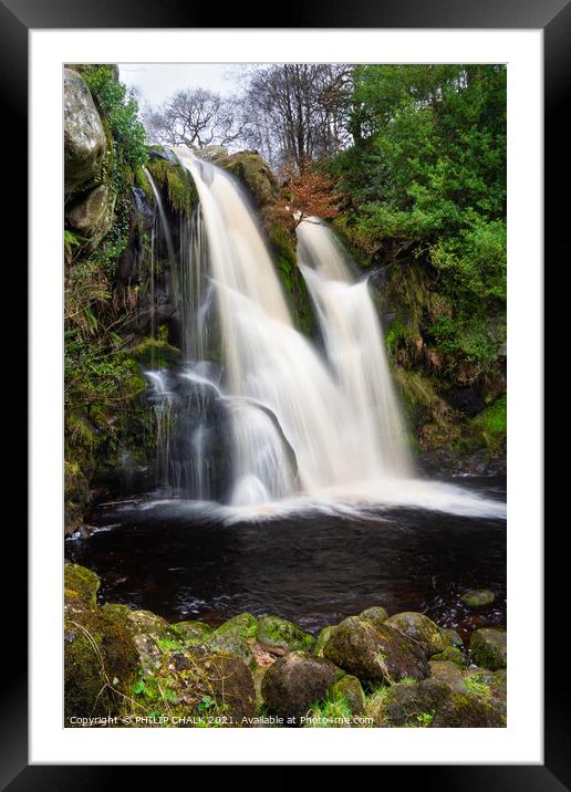 Posforth waterfall in the Bolton abbey estate Yorkshire dales 458 Framed Mounted Print by PHILIP CHALK